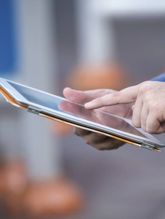 Person scrolling on a tablet